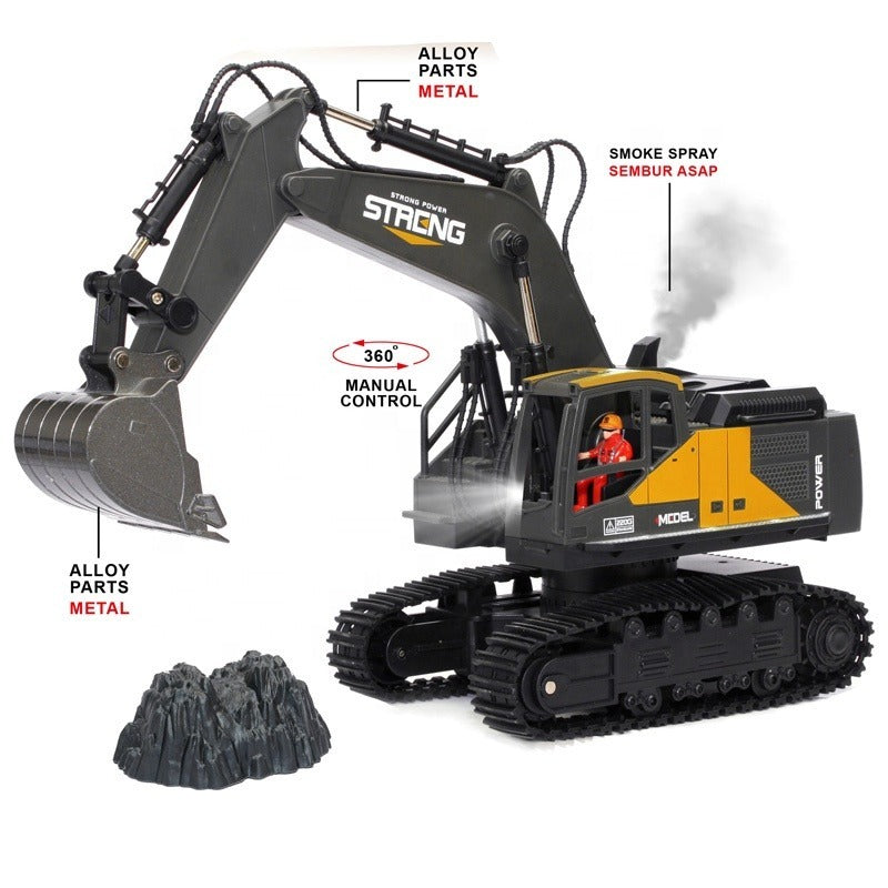 Rc JCB Excavator 1:16 Scale | 2.4Ghz | Metal Digging Head | Light & Sounds | Horn | Demo mode | Smoke Sprayin
