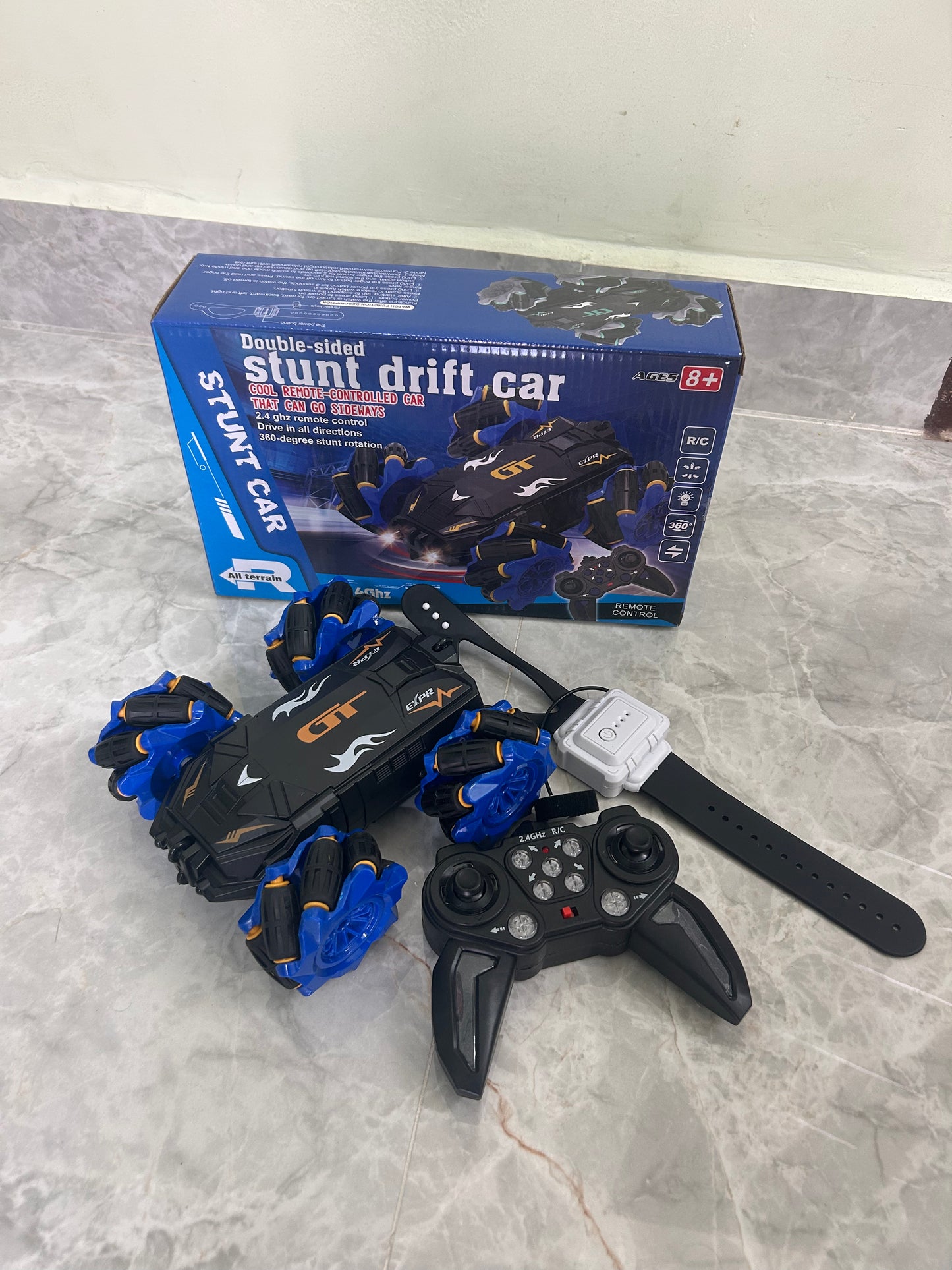 RC Stunt Car with Lights Music 360 Degree Flips Sidesway Double Sided Remote Control Car Toys for Kids