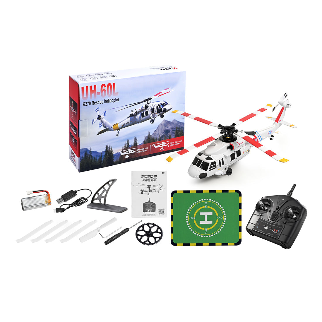 WLtoys K270 Black Hawk RC Helicopter – 4CH Brushless Optical Flow RTF