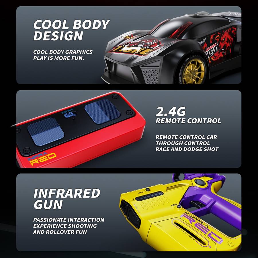 3-in-1 Infrared Gun Shooting RC Car Parent Child Interactive Multiplayer Battle Electric Remote Control Toy for Boys and Girls