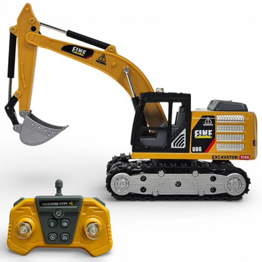 1:64 Scale Mini RC Excavator | Alloy Bucket | 270° Rotation | App Control | Lights & Sound