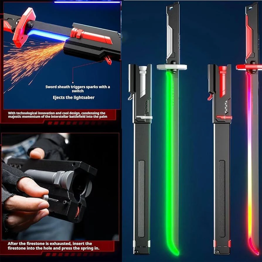 Sparkblade LED Katana with Smoke & Spark Effects – 7-Color Illuminated Blade with Sound Effects | Anime-Style Cosplay Sword for Roleplay, Halloween, Parties & Collectors