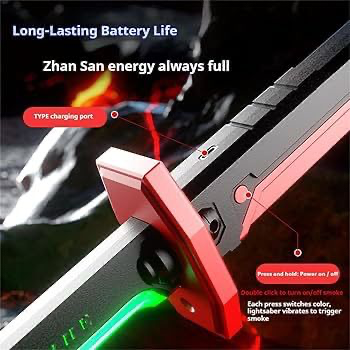 Sparkblade LED Katana with Smoke & Spark Effects – 7-Color Illuminated Blade with Sound Effects | Anime-Style Cosplay Sword for Roleplay, Halloween, Parties & Collectors