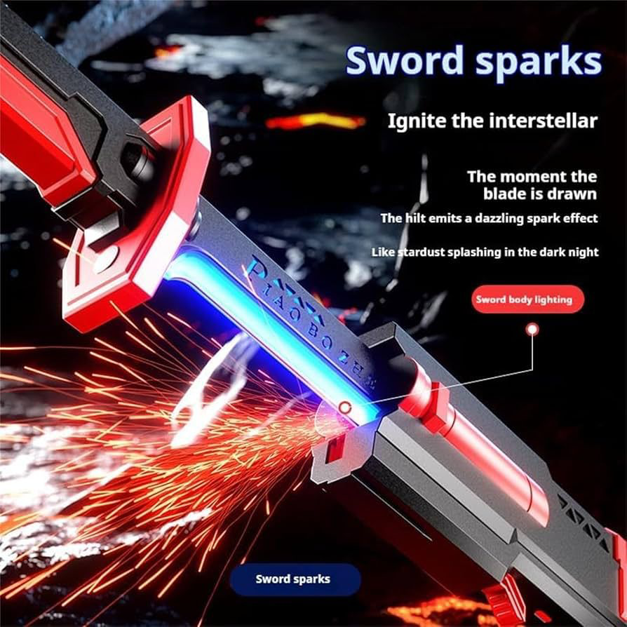 Sparkblade LED Katana with Smoke & Spark Effects – 7-Color Illuminated Blade with Sound Effects | Anime-Style Cosplay Sword for Roleplay, Halloween, Parties & Collectors