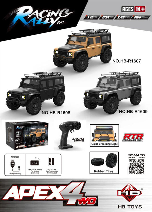 Hobby Grade   RC Cars Remote Control Truck RC Rock Crawler 1:16 2.4G 4WD RTR All Terrain Hobby Off Road Truck Racing Vehicle with LED Lights