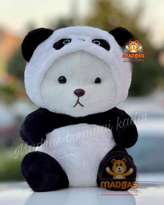 Black white panda hoodie teddy bear